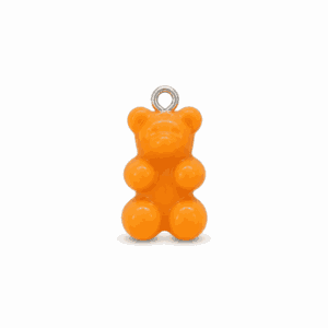 Charm nounours opaque orange avec anneau argenté en acier inoxydable, pour bijou personnalisable Les Paulinas