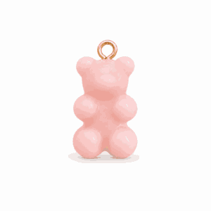 Charm nounours opaque rose clair avec anneau doré en acier inoxydable, pour bijou personnalisable Les Paulinas