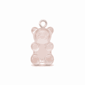 Charm nounours transparent rose clair argenté en acier inoxydable, pendentif ourson pour bijou personnalisable Les Paulinas