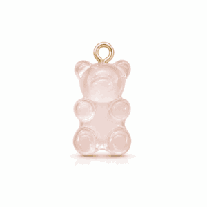 Charm nounours transparent rose clair doré en acier inoxydable, pendentif en forme d'ourson pour bijou personnalisable Les Paulinas