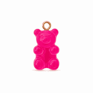 Charm nounours transparent rose fuchsia doré en acier inoxydable, pendentif en forme d'ourson pour bijou personnalisable Les Paulinas