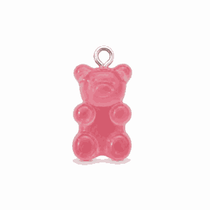 Charm nounours transparent rose argenté en acier inoxydable, pendentif ourson pour bijou personnalisable Les Paulinas