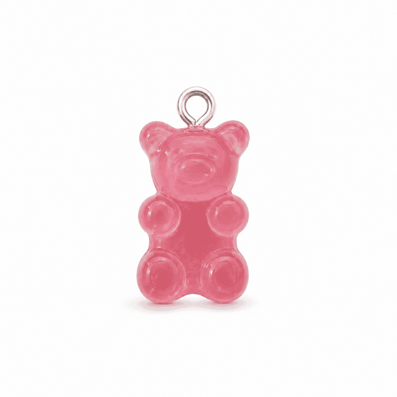 Les Paulinas, charm nounours transparent rose argenté en acier inoxydable Charm nounours transparent rose argenté en acier inoxydable, pendentif ourson pour bijou personnalisable Les Paulinas