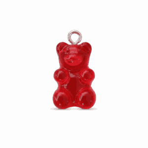 Charm nounours transparent rouge argenté en acier inoxydable, pendentif ourson pour bijou personnalisable Les Paulinas