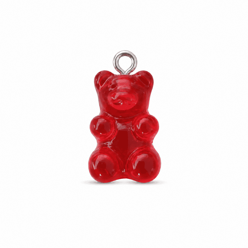 Les Paulinas, charm nounours transparent rouge argenté en acier inoxydable Charm nounours transparent rouge argenté en acier inoxydable, pendentif ourson pour bijou personnalisable Les Paulinas
