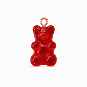 Charm nounours transparent rouge doré en acier inoxydable, pendentif en forme d'ourson pour bijou personnalisable Les Paulinas