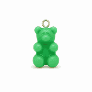 Charm nounours opaque vert avec anneau doré en acier inoxydable, pour bijou personnalisable Les Paulinas