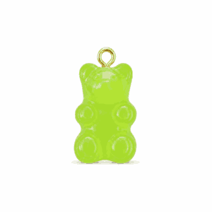 Charm nounours transparent vert doré en acier inoxydable, pendentif en forme d'ourson pour bijou personnalisable Les Paulinas