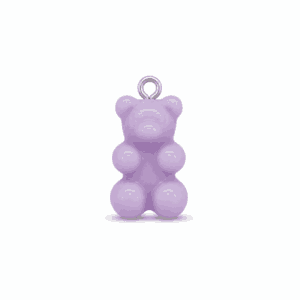 Charm nounours opaque violet avec anneau argenté en acier inoxydable, pour bijou personnalisable Les Paulinas