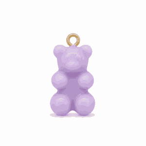 Charm nounours opaque violet avec anneau doré en acier inoxydable, pour bijou personnalisable Les Paulinas