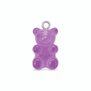 Charm nounours transparent violet argenté en acier inoxydable, pendentif ourson pour bijou personnalisable Les Paulinas