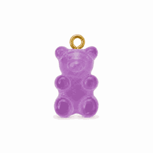 Charm nounours transparent violet doré en acier inoxydable, pendentif en forme d'ourson pour bijou personnalisable Les Paulinas