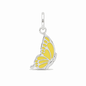 Charm papillon jaune argenté en acier inoxydable avec émail jaune, pour bijou personnalisable Les Paulinas