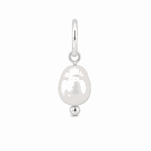 Charm perle argenté en acier inoxydable avec perle élégante, pour bijou personnalisable Les Paulinas