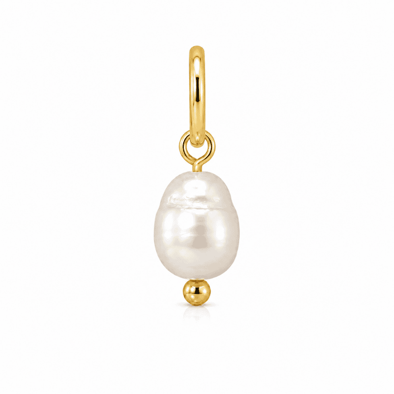 Les Paulinas, charm perle doré en acier inoxydable Charm perle doré en acier inoxydable avec perle élégante, pour bijou personnalisable Les Paulinas