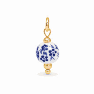 Charm perle fleurs bleues doré en acier inoxydable pour bijou personnalisable Les Paulinas