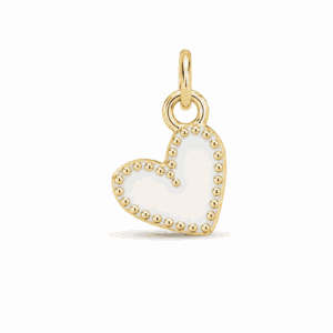 Charm petit cœur blanc doré en acier inoxydable pour bijou personnalisable Les Paulinas