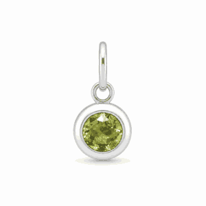 Charm pierre de naissance août argenté en acier inoxydable avec pierre vert clair, pour bijou personnalisable Les Paulinas