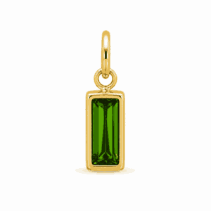 Charm pierre de naissance août doré en acier inoxydable avec pierre vert clair, pour bijou personnalisable Les Paulinas