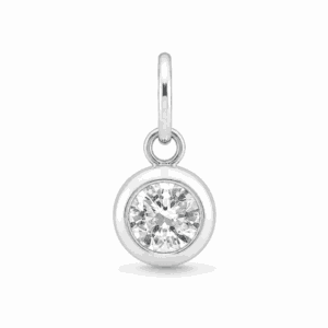 Charm pierre de naissance avril argenté en acier inoxydable avec pierre transparente, pour bijou personnalisable Les Paulinas