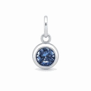 Charm pierre de naissance décembre argenté en acier inoxydable avec pierre bleu turquoise, pour bijou personnalisable Les Paulinas