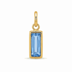 Charm pierre de naissance décembre doré en acier inoxydable avec pierre bleu turquoise, pour bijou personnalisable Les Paulinas