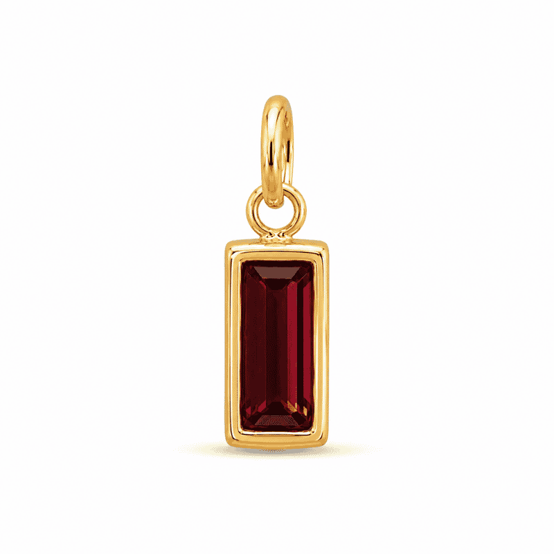 Les Paulinas, charm pierre de naissance janvier doré en acier inoxydable Charm pierre de naissance janvier doré en acier inoxydable avec pierre rouge, pour bijou personnalisable Les Paulinas