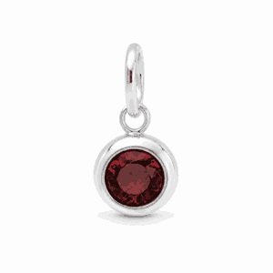 Charm pierre de naissance juillet argenté en acier inoxydable avec pierre rouge, pour bijou personnalisable Les Paulinas