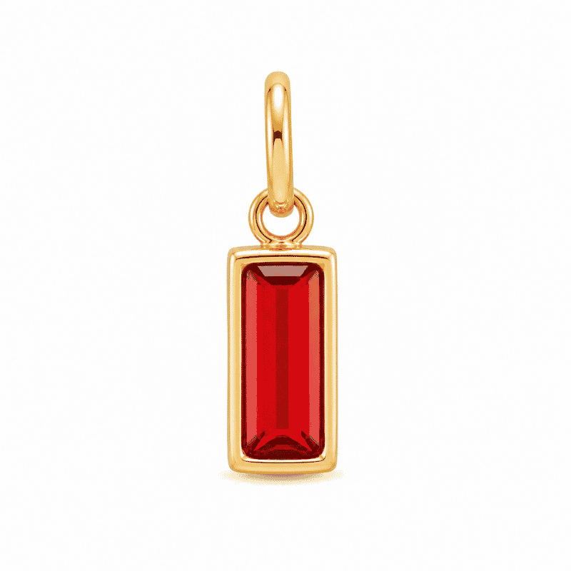 Les Paulinas, charm pierre de naissance juillet doré en acier inoxydable Charm pierre de naissance juillet doré en acier inoxydable avec pierre rouge, pour bijou personnalisable Les Paulinas