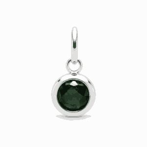 Charm pierre de naissance mai argenté en acier inoxydable avec pierre verte, pour bijou personnalisable Les Paulinas