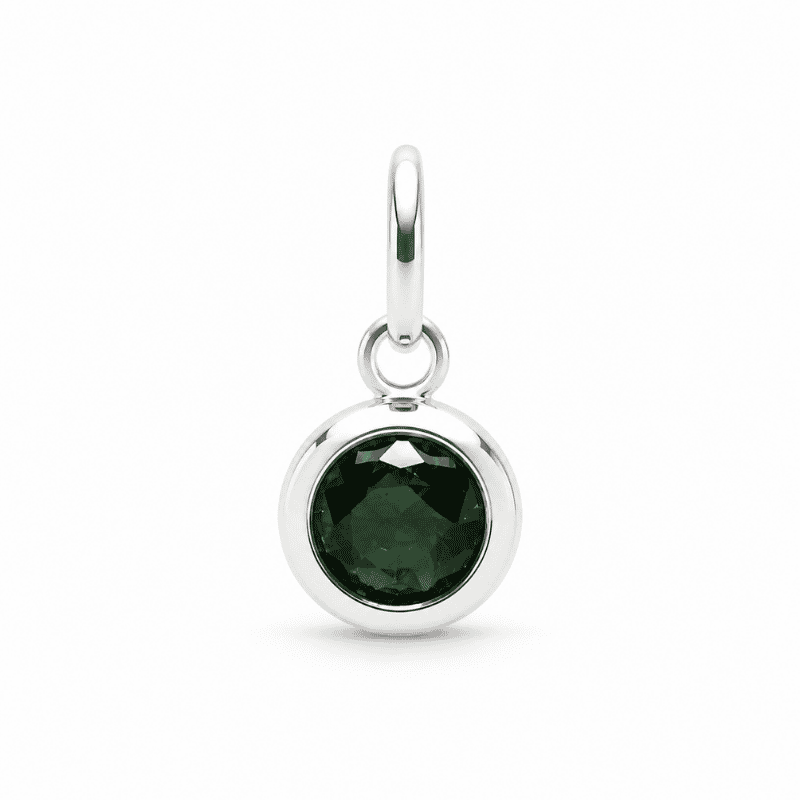 Les Paulinas, charm pierre de naissance mai argenté en acier inoxydable Charm pierre de naissance mai argenté en acier inoxydable avec pierre verte, pour bijou personnalisable Les Paulinas