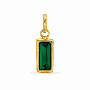 Charm pierre de naissance mai doré en acier inoxydable avec pierre verte, pour bijou personnalisable Les Paulinas