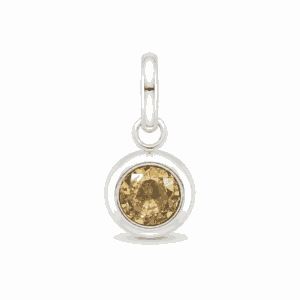 Charm pierre de naissance novembre argenté en acier inoxydable avec pierre jaune doré, pour bijou personnalisable Les Paulinas