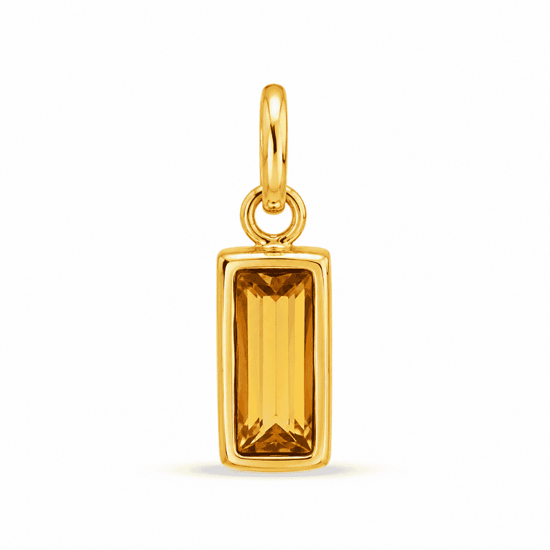 Les Paulinas, charm pierre de naissance novembre doré en acier inoxydable Charm pierre de naissance novembre doré en acier inoxydable avec pierre jaune doré, pour bijou personnalisable Les Paulinas