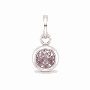 Charm pierre de naissance octobre argenté en acier inoxydable avec pierre rose, pour bijou personnalisable Les Paulinas
