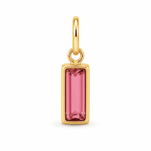 Charm pierre de naissance octobre doré en acier inoxydable avec pierre rose, pour bijou personnalisable Les Paulinas