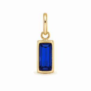 Charm pierre de naissance septembre doré en acier inoxydable avec pierre bleu foncé, pour bijou personnalisable Les Paulinas
