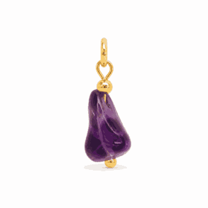 Charm pierre violette améthyste doré en acier inoxydable pour bijou personnalisable Les Paulinas