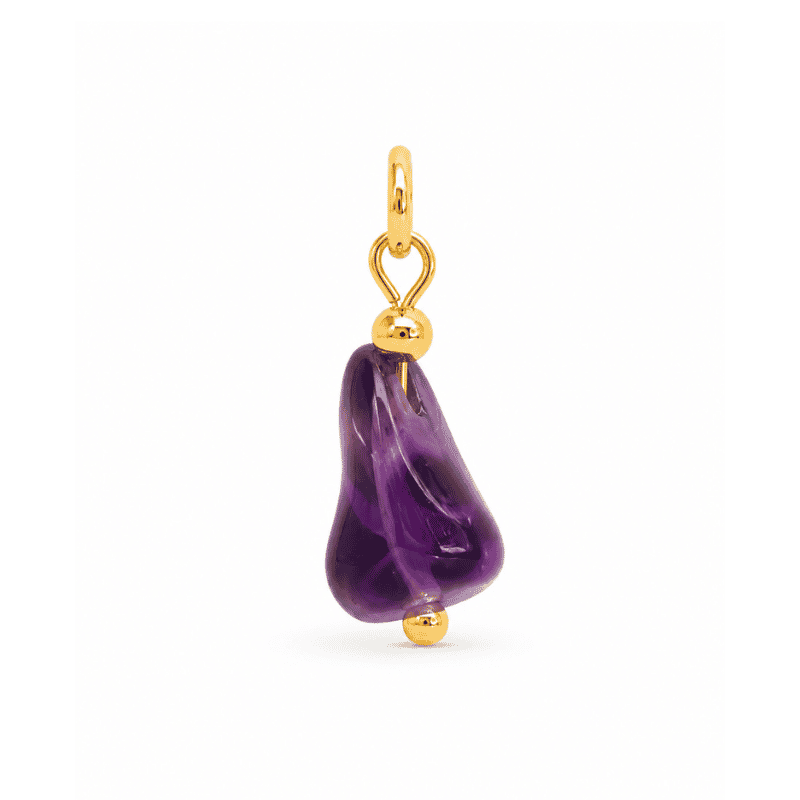 Les Paulinas, charm pierre violette améthyste doré en acier inoxydable Charm pierre violette améthyste doré en acier inoxydable pour bijou personnalisable Les Paulinas