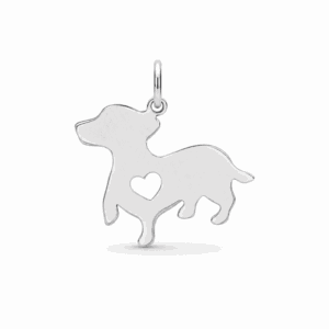 Charm silhouette de chien teckel argenté en acier inoxydable pour bijou personnalisable Les Paulinas