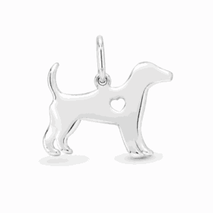 Charm silhouette de chien argenté en acier inoxydable pour bijou personnalisable Les Paulinas