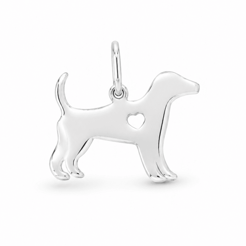Les Paulinas, charm silhouette de chien argenté en acier inoxydable Charm silhouette de chien argenté en acier inoxydable pour bijou personnalisable Les Paulinas
