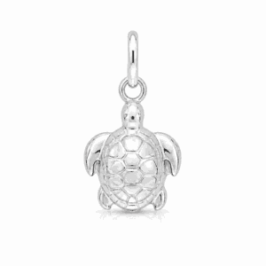 Charm tortue argenté en acier inoxydable avec détails gravés, pour bijou personnalisable Les Paulinas