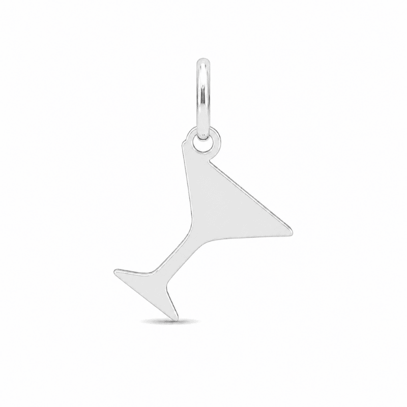 Les Paulinas, charm verre de cocktail argenté en acier inoxydable Charm verre de cocktail argenté en acier inoxydable pour bijou personnalisable Les Paulinas