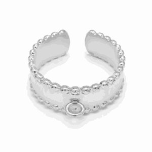 Bague Paulina Divine argentée en acier inoxydable, base de bague personnalisable Les Paulinas avec finition perlée