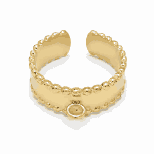 Bague Paulina Divine dorée en acier inoxydable, base de bague personnalisable Les Paulinas avec finition perlée