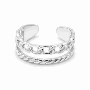 Bague Paulina Sublime argentée en acier inoxydable, base de bague personnalisable Les Paulinas avec effet double rang