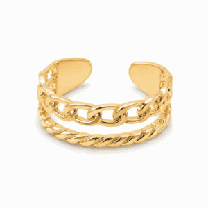 Bague Paulina Sublime dorée en acier inoxydable, base de bague personnalisable Les Paulinas avec effet double rang